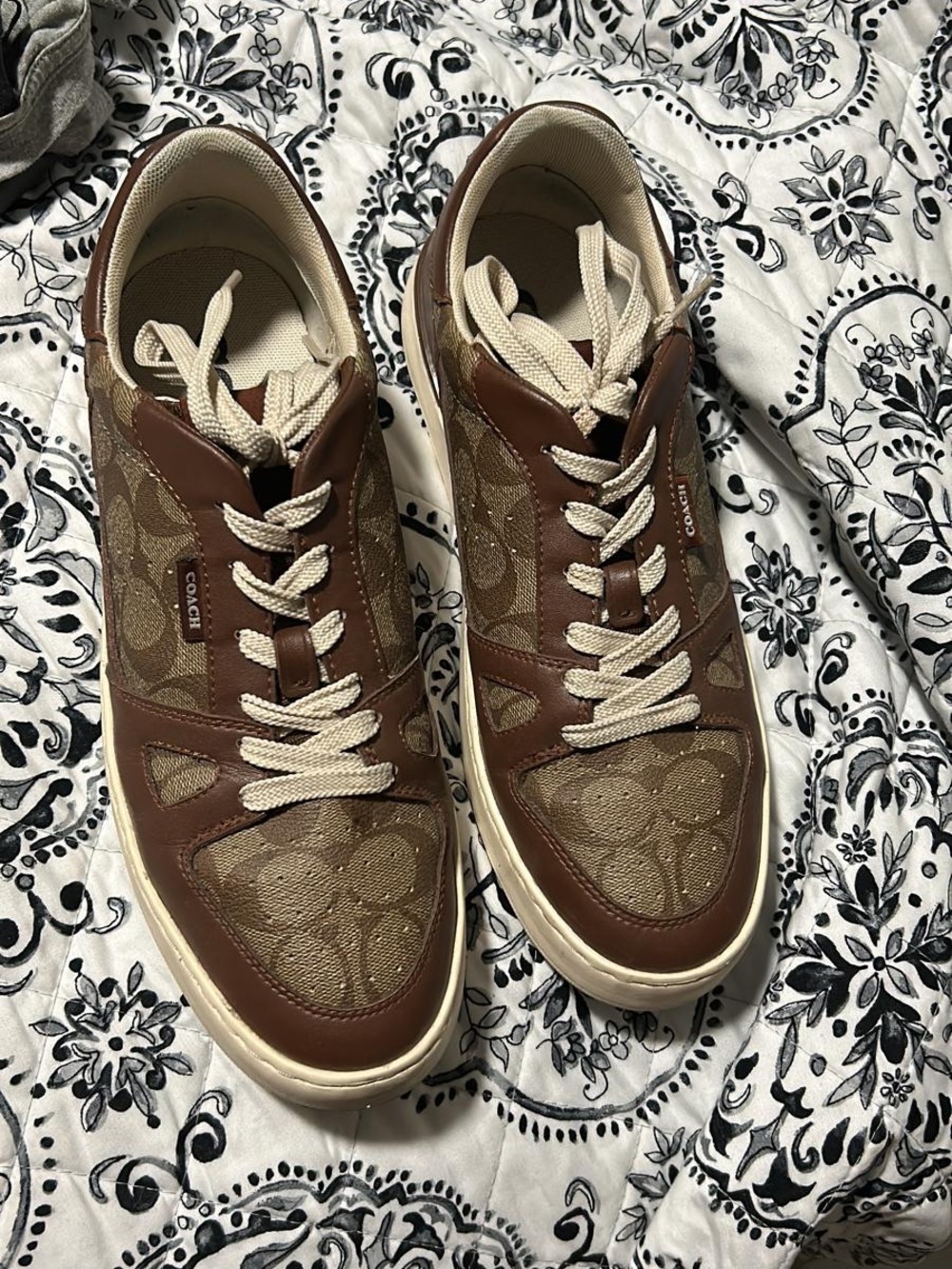 Coach Brown & Cream Signature Panel Low-Top Sneakers - Picture 2 of 2
